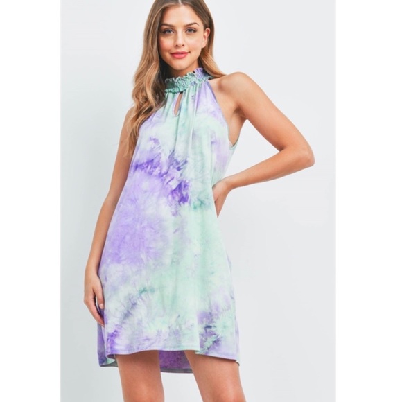 Tie Dye Chain Sexy Halter Dress